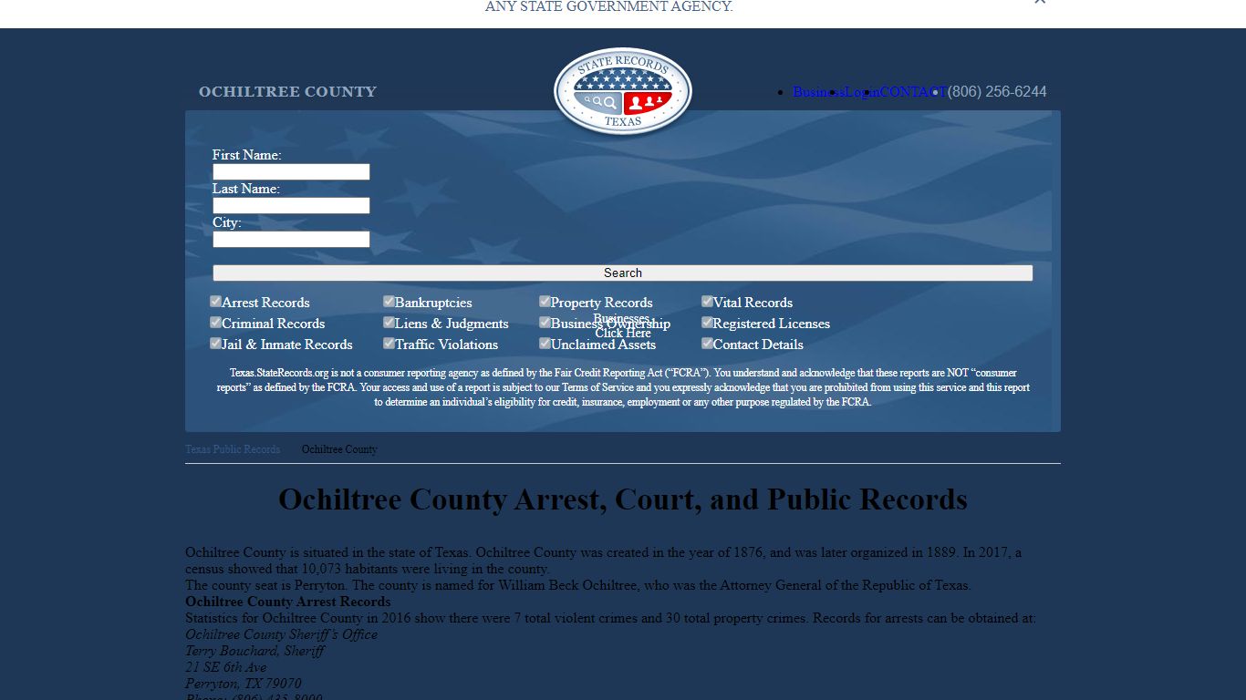 Ochiltree County Arrest, Court, and Public Records