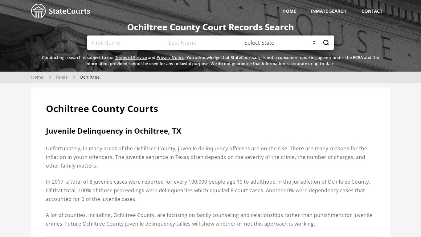 Ochiltree County, TX Courts - Records & Cases - StateCourts