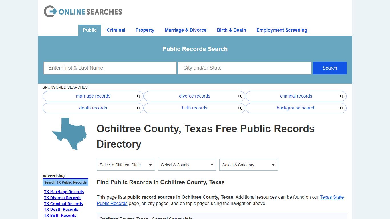 Ochiltree County, Texas Public Records Directory